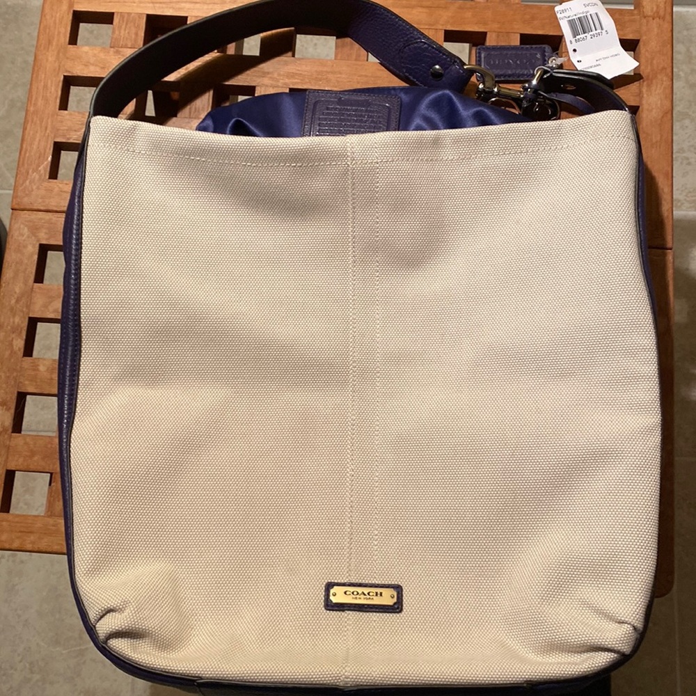 NWT Coach Indigo and Natural Avery Hobo Bag.